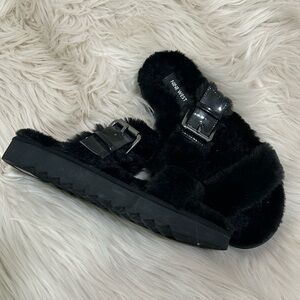 Nine West Black Plush Women's Sandals